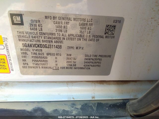 5GAKVCKD3GJ311438 Buick Enclave Premium