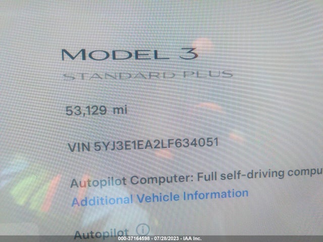 Tesla Model 3 Standard Range 2020 5YJ3E1EA2LF634051 Image 7