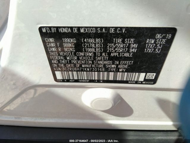 3CZRU6H71KM730168 Honda Hr-v Ex-l