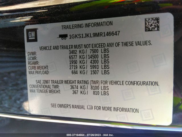 1GKS1JKL9MR146647 GMC YUKON XL DENALI