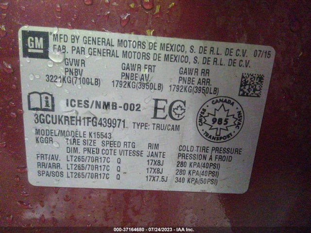 Chevrolet Silverado 1500 Lt 2015 3GCUKREH1FG439971 Image 15