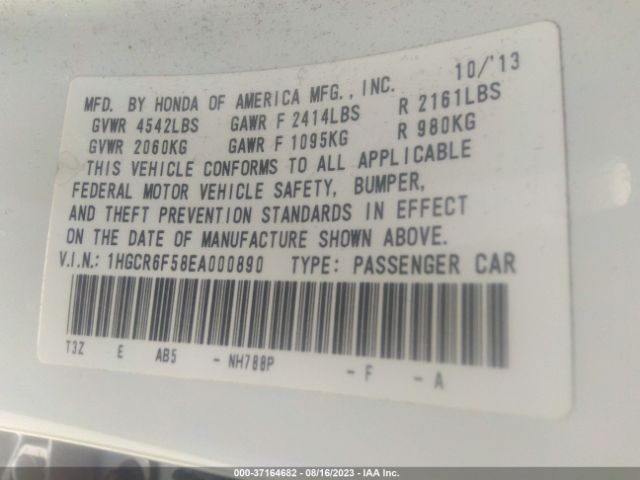 1HGCR6F58EA000890 Honda Accord Hybrid Ex-l