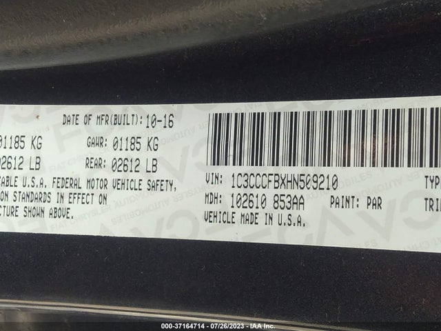1C3CCCFBXHN509210 Chrysler 200 Touring