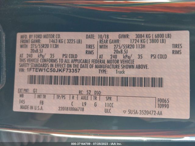 1FTEW1C50JKF73357 Ford F-150 Xl/xlt/lariat