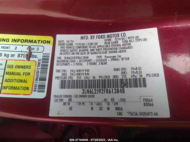 3LN6L2J92FR613848 Lincoln MKZ