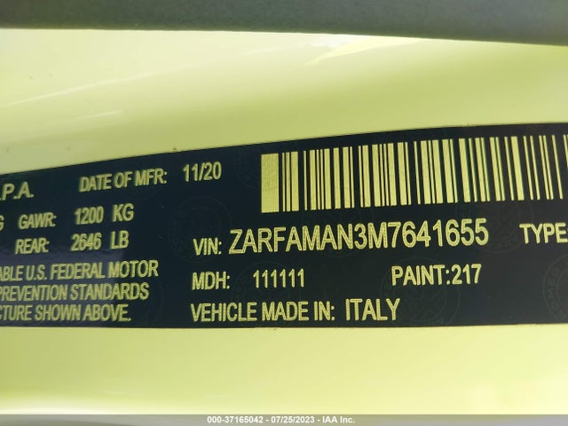 ZARFAMAN3M7641655 Alfa Romeo Giulia
