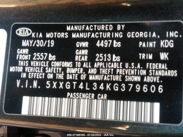 5XXGT4L34KG379606 KIA Optima Lx