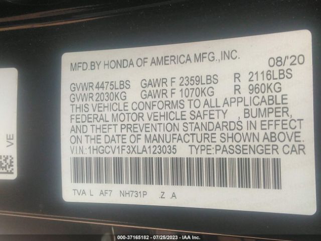 1HGCV1F3XLA123035 Honda Accord Sedan Sport