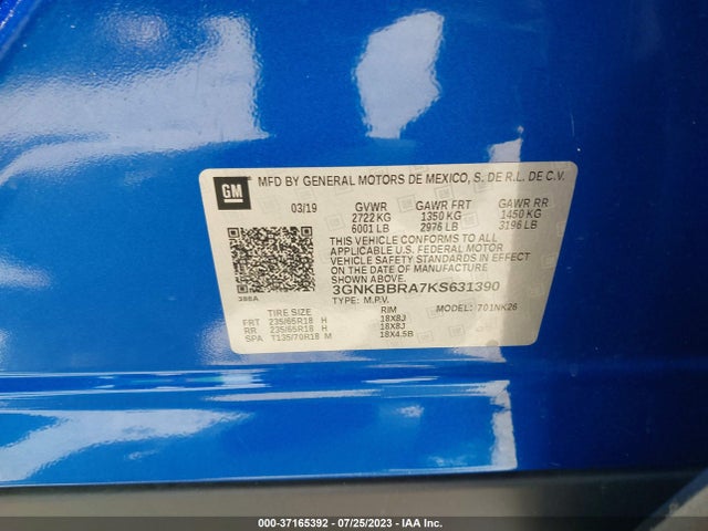 Chevrolet Blazer 2019 3GNKBBRA7KS631390 Image 9