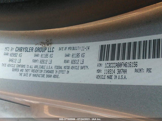 1C3CCCAB0FN616156 Chrysler 200 Limited