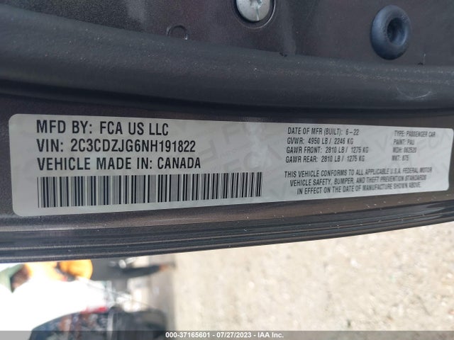 2022 DODGE CHALLENGER GT VIN: 2C3CDZJG6NH191822
