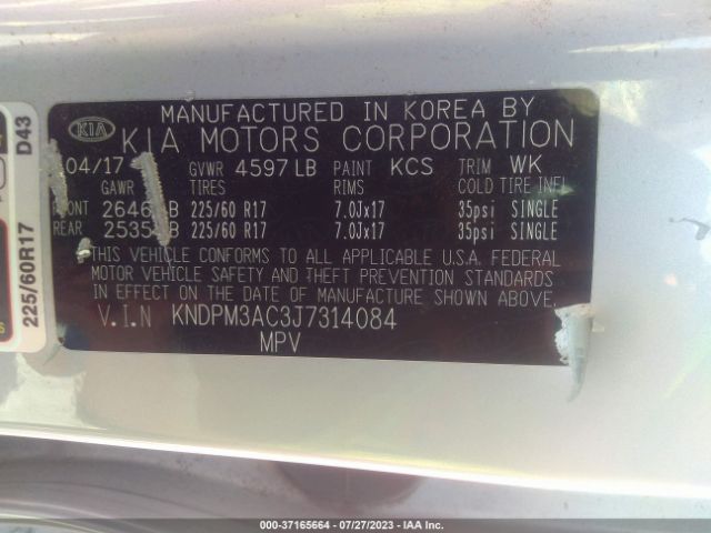KNDPM3AC3J7314084 KIA Sportage Lx