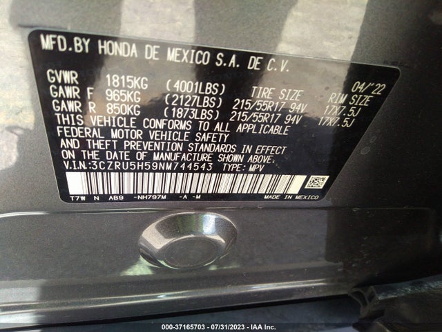 Honda HR-V EX 2022 3CZRU5H59NM744543 Image 15
