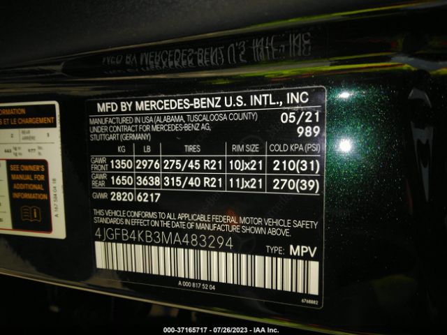 4JGFB4KB3MA483294 Mercedes-Benz Gle Gle 350