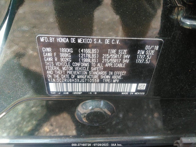 Honda HR-V LX 2018 3CZRU6H3XJG710558 Image 9