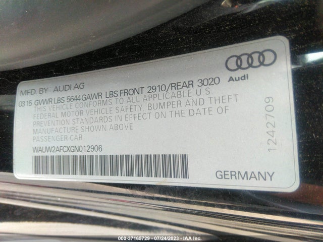 WAUW2AFCXGN012906 Audi S7