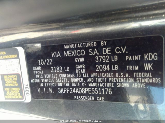 3KPF24AD8PE551176 KIA FORTE LX