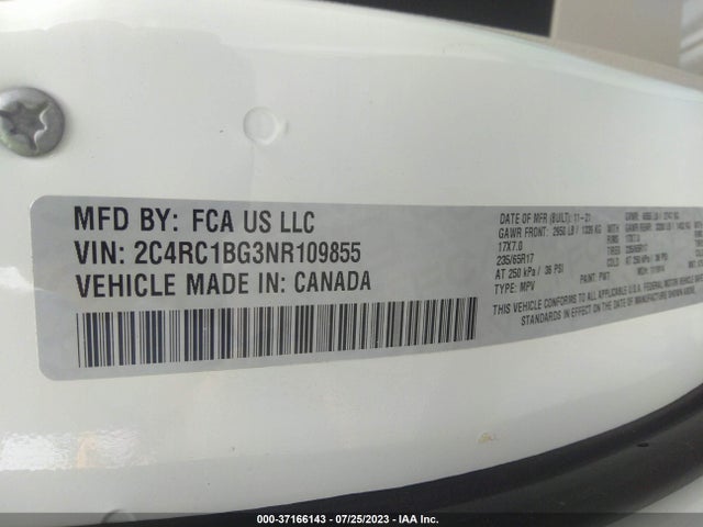 2C4RC1BG3NR109855 Chrysler Pacifica Touring L