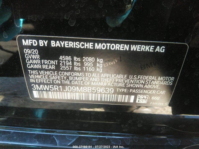 BMW 3 Series 330i 2021 аукцион фото