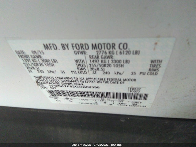 1FM5K7F82GGB09398 Ford Explorer Limited