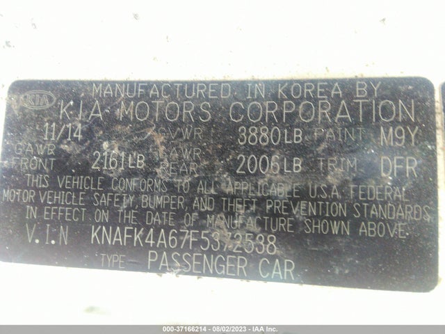 KIA FORTE LX 2015 KNAFK4A67F5372538 Image 9