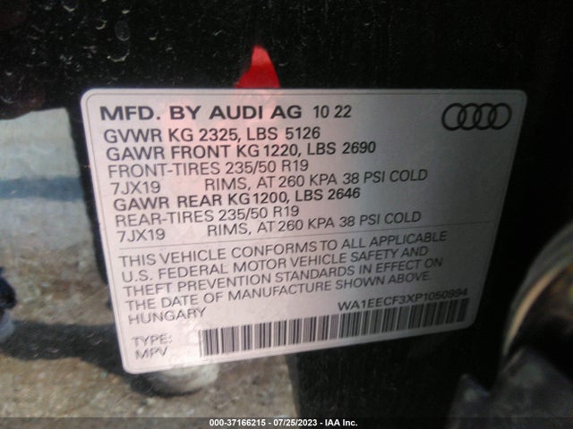 WA1EECF3XP1050994 Audi Q3 S Line Premium Plus