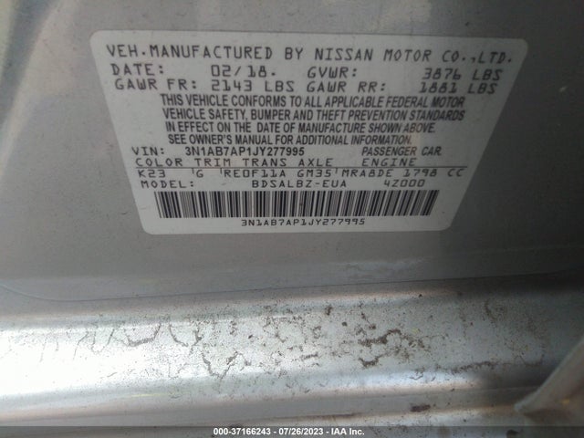 Nissan SENTRA S 2018 3N1AB7AP1JY277995 Image 9