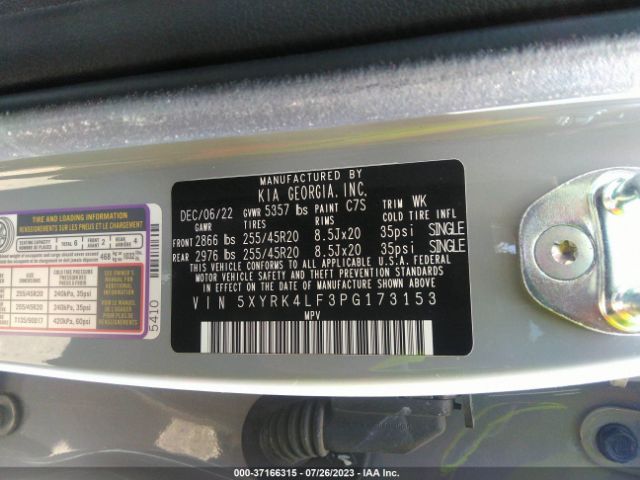 5XYRK4LF3PG173153 KIA SORENTO SX