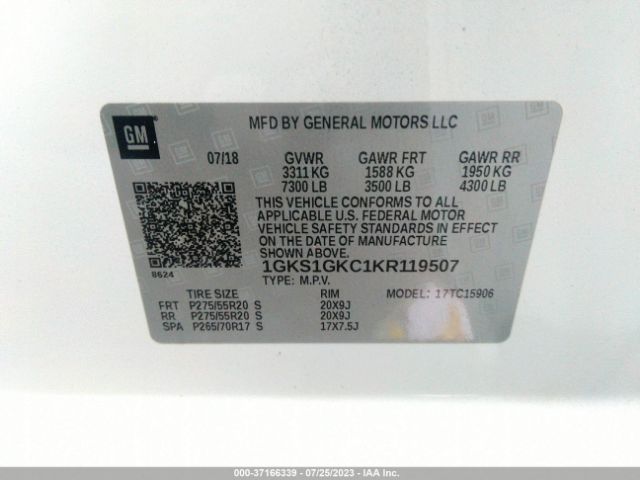 1GKS1GKC1KR119507 GMC Yukon Xl Slt