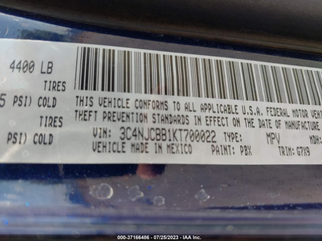 3C4NJCBB1KT700022 Jeep Compass Latitude