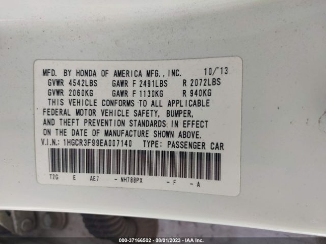 1HGCR3F99EA007140 Honda Accord Sedan Touring