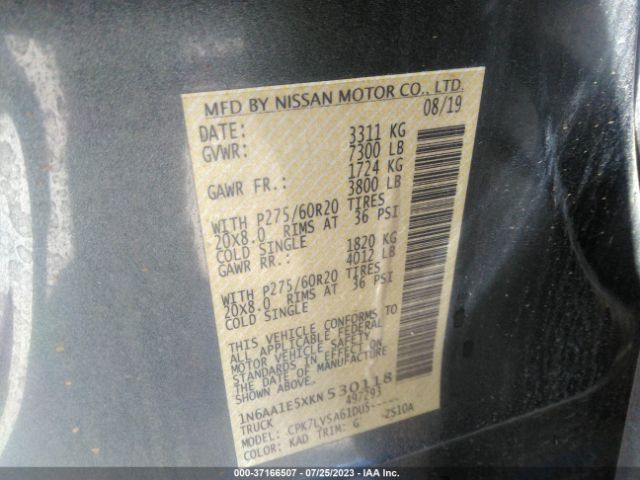 1N6AA1E5XKN530118 Nissan Titan Sl