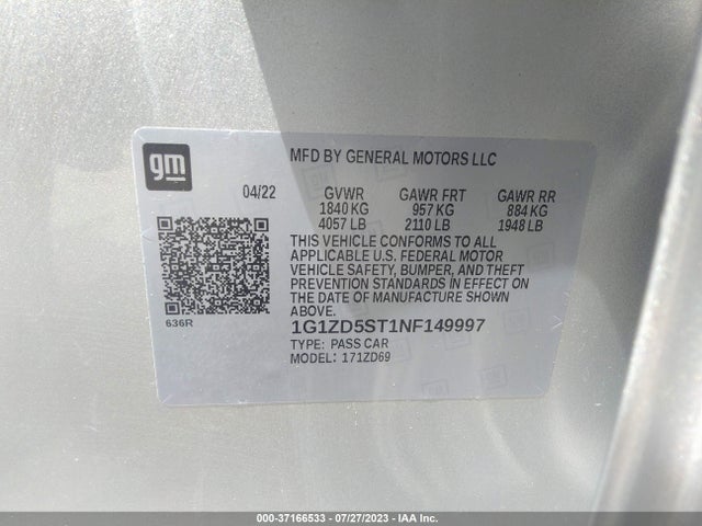 Chevrolet MALIBU LT 2022 1G1ZD5ST1NF149997 Image 9