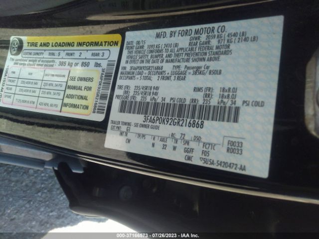 3FA6P0K92GR216868 Ford Fusion Titanium