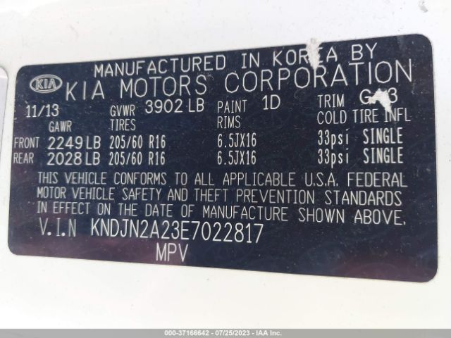 KNDJN2A23E7022817 KIA Soul Base
