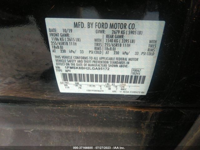 1FMSK8BH2LGA95172 Ford Explorer Base