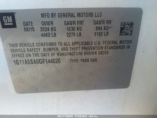 Chevrolet Malibu Limited Ls 2016 1G11A5SA6GF144026 Image 9