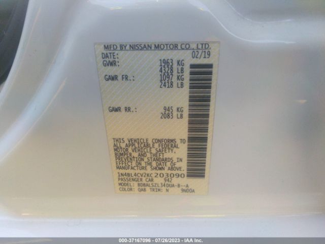 1N4BL4CV2KC203090 Nissan Altima 2.5 Sr