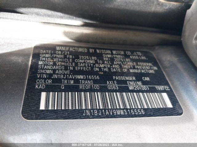 JN1BJ1AV9MW316556 Nissan Rogue Sport S