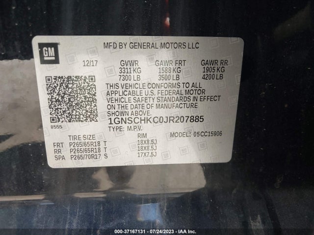 Chevrolet Suburban Lt 2018 1GNSCHKC0JR207885 Image 15