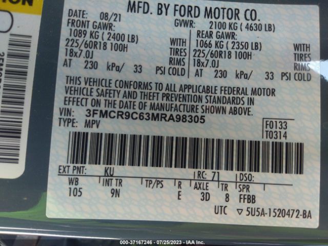 3FMCR9C63MRA98305 Ford Bronco Sport Outer Banks