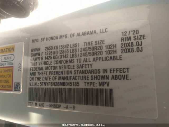 5FNYF6H26MB045185 Honda Pilot Special Edition