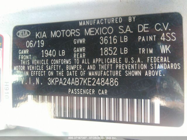 3KPA24AB7KE248486 KIA RIO S
