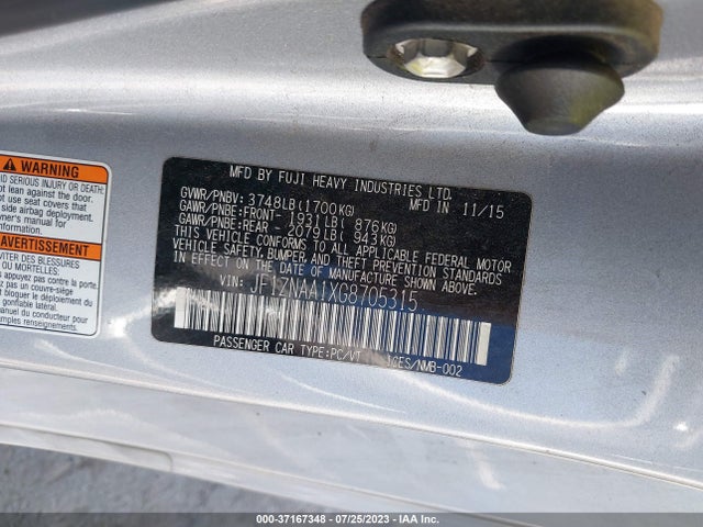 2016 Toyota GR 86, VIN: JF1ZNAA1XG8705315