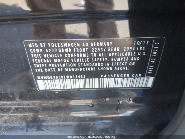 WVWDB7AJ0EW011452 Volkswagen GOLF