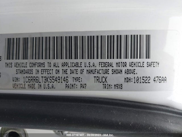 1C6RR6LT3KS549146 RAM 1500 Classic Slt