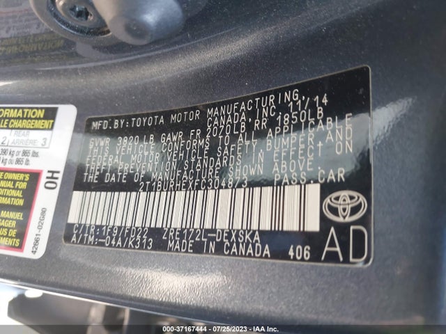 Toyota Corolla L/le/s/s Plus/le Plus 2015 2T1BURHEXFC304873 Image 9