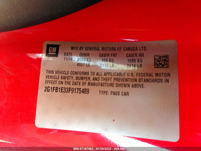 Chevrolet CAMARO LS 2015 2G1FB1E33F9175489 Image 9