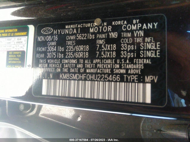 Hyundai Santa Fe Se 2017 KM8SMDHF0HU225466 Image 15