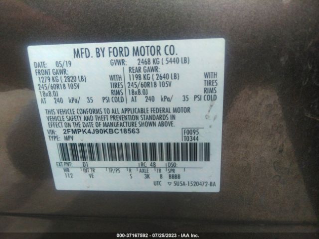 2FMPK4J90KBC18563 Ford EDGE SEL